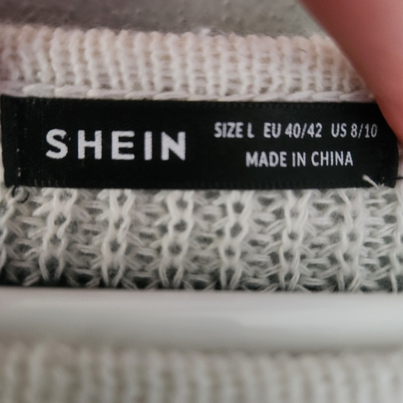 SHEIN White and Black Striped Crew Neck Sweater - Picture 3 of 8